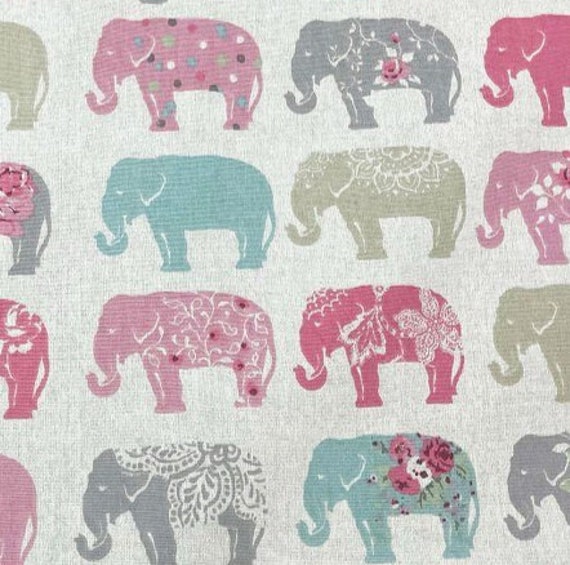 Elefant Stoff, Animal Print Stoff, Bauernstoff, Boho Pastell