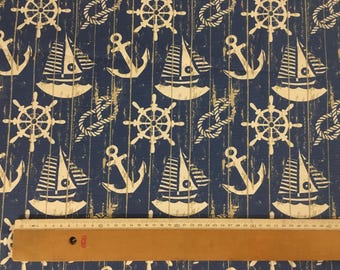 Nautical Upholstery Fabric, Sailboat Fabric, Anchor Fabric, Marine