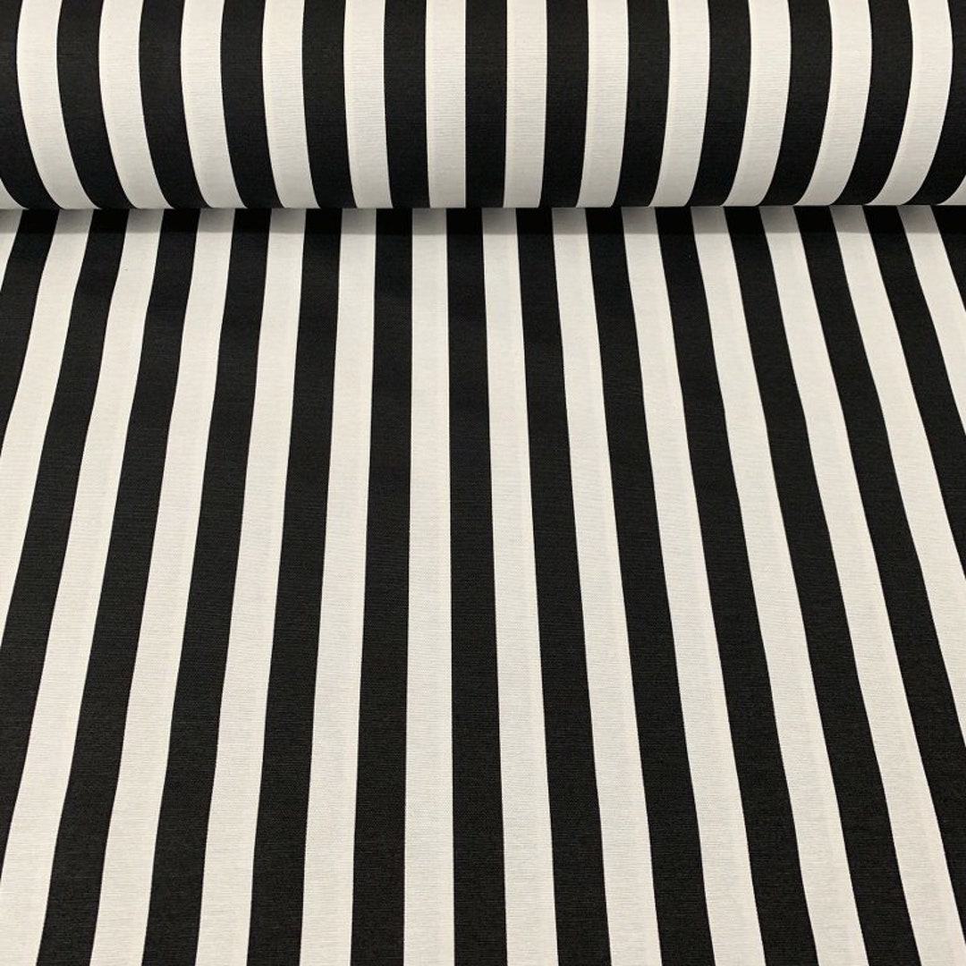 Stripe Upholstery Fabric, Black and White Home Decor Fabric, Cotton