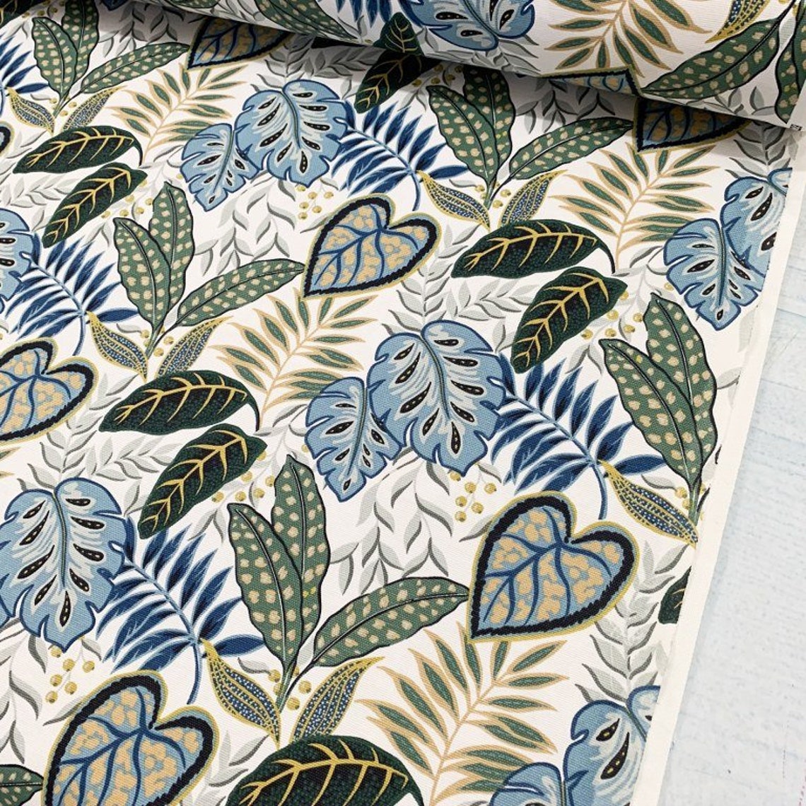 Leaves Upholstery Fabric Botanical Fabric Tropical Plant Etsy