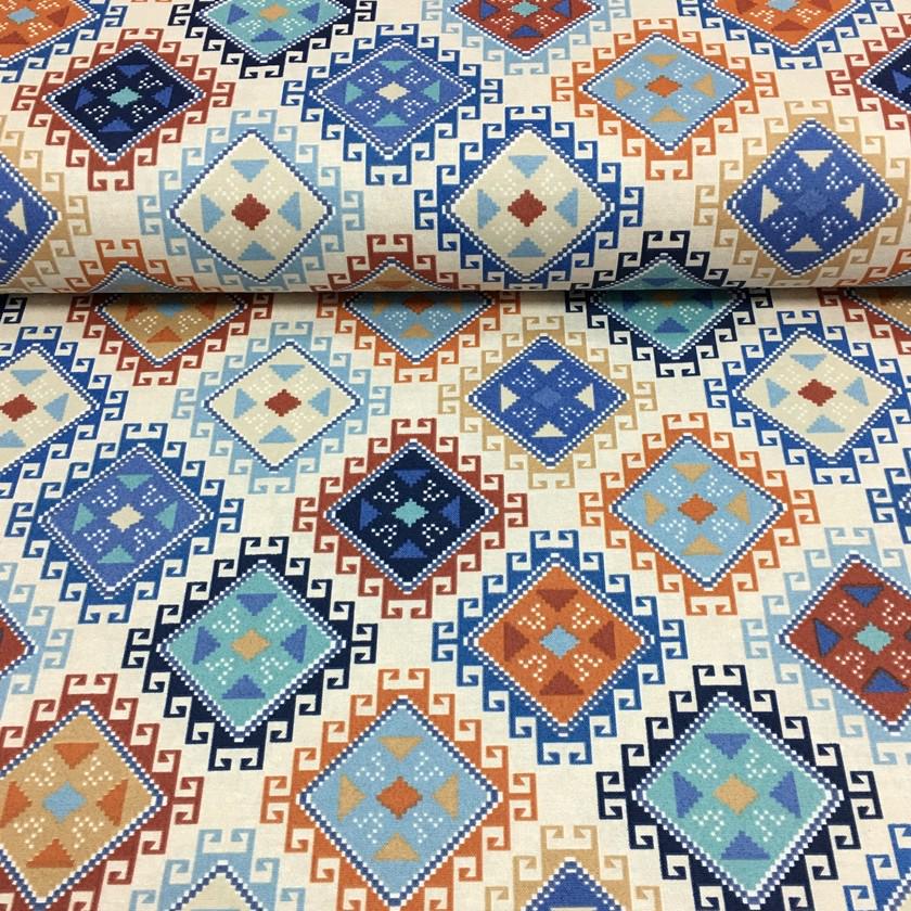 Tribal Upholstery Fabric, Geometric Diamond Pattern Boho Aztec