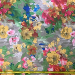 Watercolor Upholstery Fabric, Boho Floral Fabric, Art Print Fabric, Colorful Tapestry Painting Canvas Home Decor Outdoor Cushion Fabric Yard image 3
