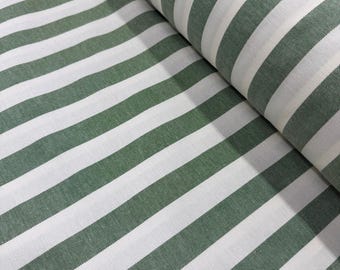 Tela de rayas verdes y blancas, tela de tapicería color salvia, tela de lona de algodón teñida en hilo para cortinas y cojines de estilo rústico, tela para decoración de exteriores cortada a medida.