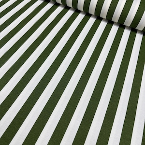 Moss Green Stripe Fabric, Olive Upholstery Fabric, Forest Green Fabric, Country Cottage Farmhouse Cotton Canvas Outdoor Decor Fabric Yard