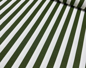 Moss Green Stripe Fabric, Olive Upholstery Fabric, Forest Green Fabric, Country Cottage Farmhouse Cotton Canvas Outdoor Decor Fabric Yard