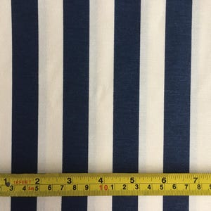 Streep bekledingsstof, marineblauwe en witte stof, nautische stof op maat gesneden, katoencanvasstof, woondecoratiestof, kussen, kussenstof afbeelding 3