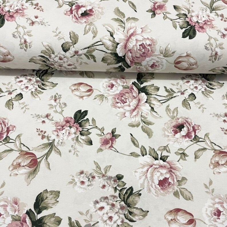 Roses Fabric by the Yard Cream Floral Fabric English Fabric Etsy