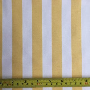 Yellow Stripe Fabric, Country Cottage Fabric, Yellow White Duck Cotton Canvas Upholstery Furniture Curtain Cushion Outdoor Decor Fabric Yard image 2