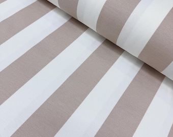 Beige Stripe Upholstery Fabric, Taupe and White Fabric, Tan Stripe Cotton Canvas Curtain Drapery Cushion Outdoor Decor Fabric Yard