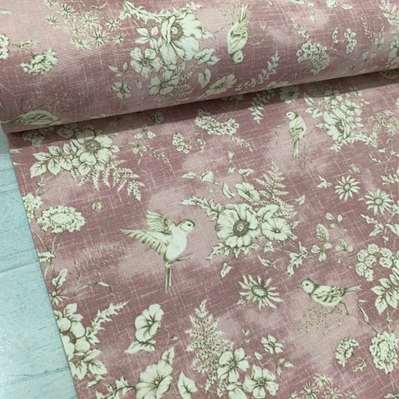 Toile Upholstery Fabric, Retro Vintage Look Fabric, Pastel Canvas