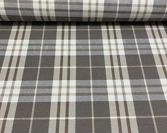 Plaid Tartan Fabric, Grey Upholstery Fabric, Beige Canvas Fabric, Scottish Fabric, Geometric Cotton Curtain Kitchen Tablecloth Fabric Yard
