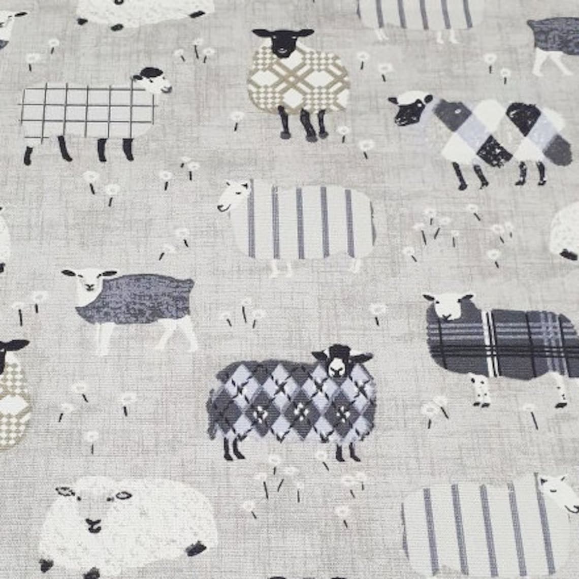 Sheep Print Fabric Farm Animal Fabric Gray Canvas Fabric Etsy UK