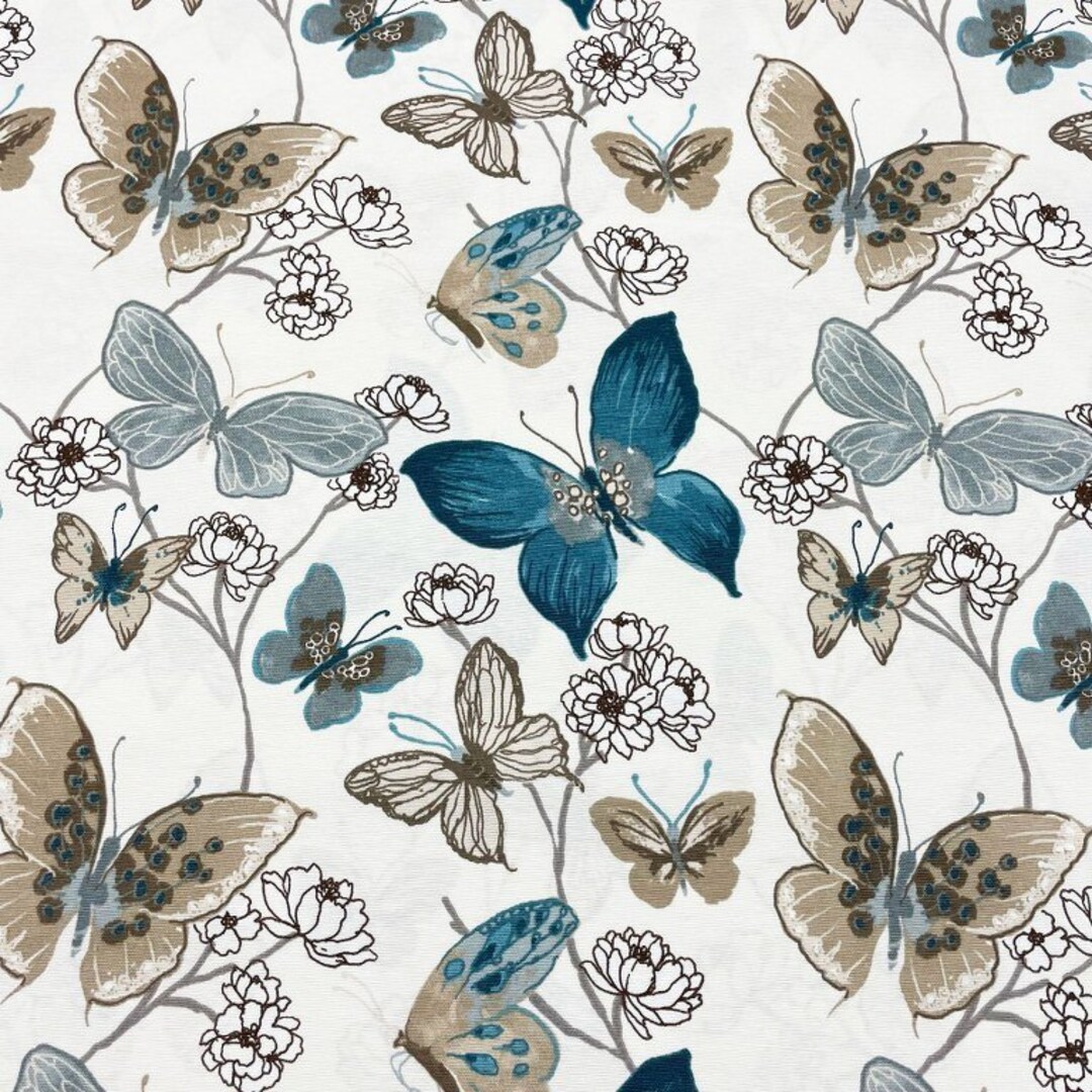 Blue Butterfly Fabric, Watercolor Print Fabric, Animal Upholstery