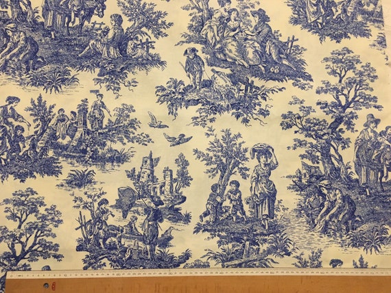 Blue Green Japanese Toile Fabric