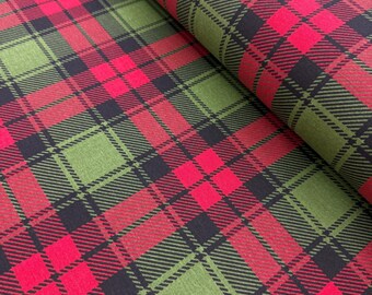 Tessuto a quadri rosso-verde, tessuto tartan natalizio, tessuto per tappezzeria a quadri, tessuto decorativo per tovaglie, cuscini e tende in tela di cotone.