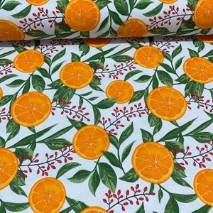 Orange Fruit Fabric, Outdoor Decor Fabric, Garden Upholstery Fabric, Cotton Canvas Pillow Tablecloth Picnic Curtain Citrus Fabric by Yard