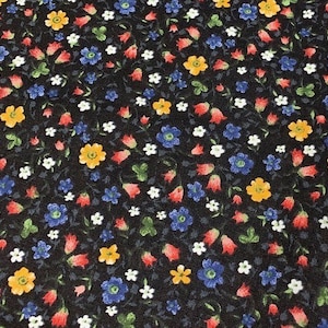 Small Print Fabric, Tiny Floral Fabric, Flower Cotton Fabric, Quilting Fabric by the Yard, Apparel Fabric, Face Mask Material, Cloth Fabric Black Flower Fabric