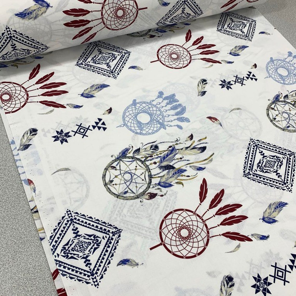 Dream Catcher Fabric Feather Fabric by Yard Tribal Cotton Etsy