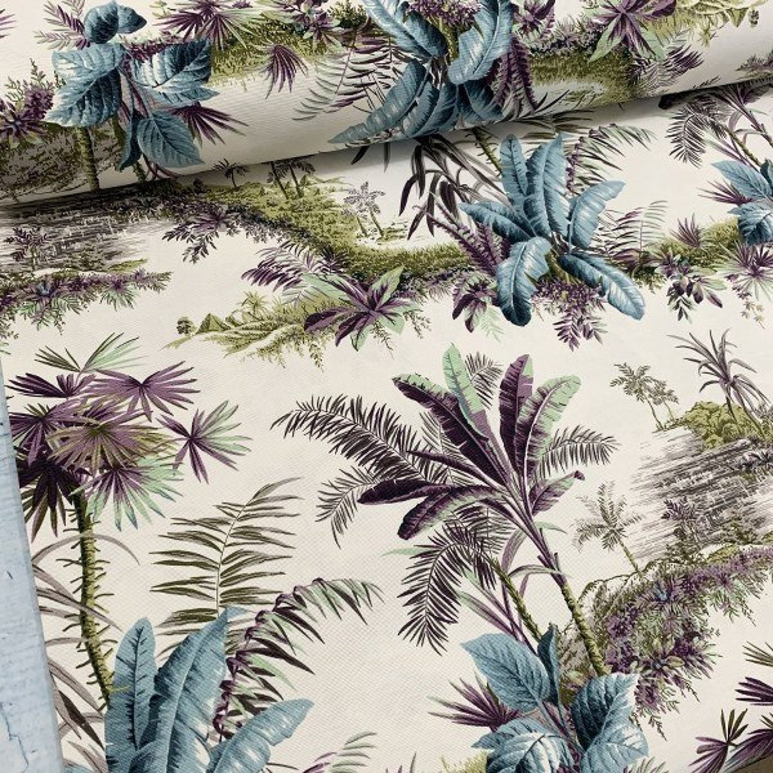 Palm Tree Fabric Tropical Upholstery Fabric Exotic Hawaiian | Etsy