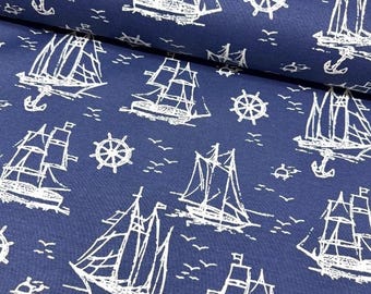 Tela de velero, tela de tapicería azul marino, tela náutica, océano, mar, índigo, lona de algodón, decoración del hogar, tela para exteriores, cortada a medida