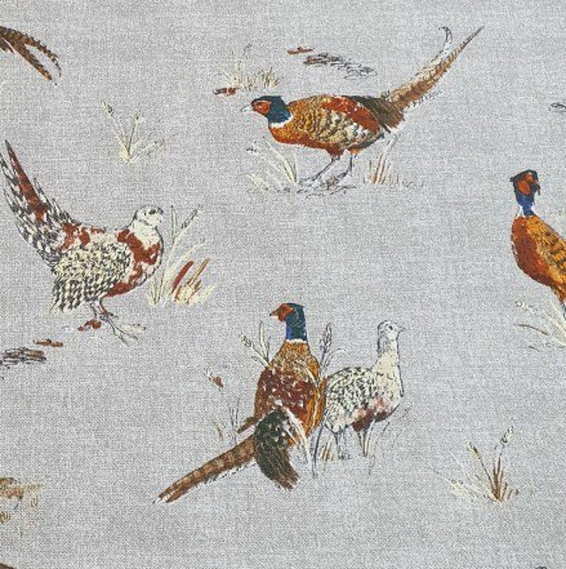 Linen Bird Fabric Pheasant Fabric Animal Upholstery Fabric Etsy