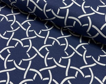 Tela marroquí para tapicería, tela azul marino y blanca, tela bohemia moderna, tela de algodón con diseño geométrico floral para cortinas y cojines.