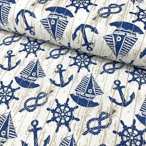 Nautical Upholstery Fabric, Sailboat Fabric, Anchor Fabric, Marine Sea ...