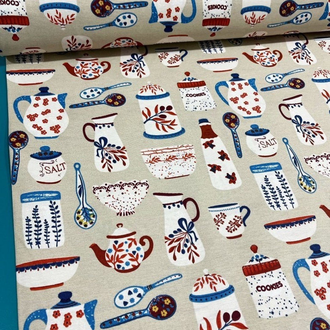 Kitchen Upholstery Fabric Teapot Fabric Tablecloth Fabric Etsy