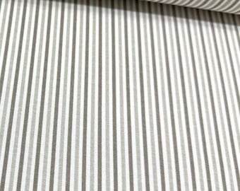Beige Stripe Upholstery Fabric, Pinstripe Minimalist Geometric Rustic Cotton Canvas Curtain Cushion Home Decor Fabric Yard