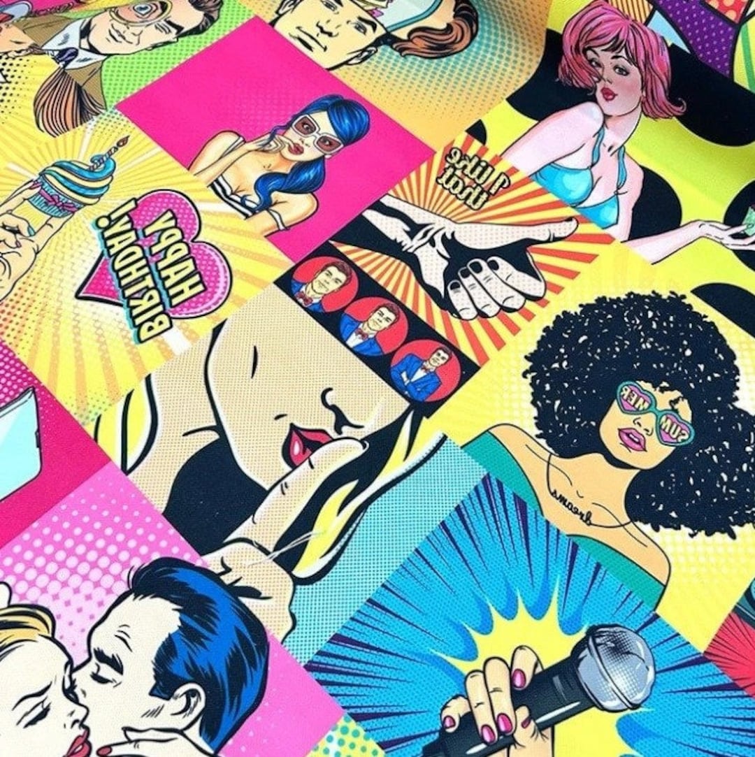 Comic Book Fabric, Pop Art Fabric, Comics Fabric, Colorful Cartoon