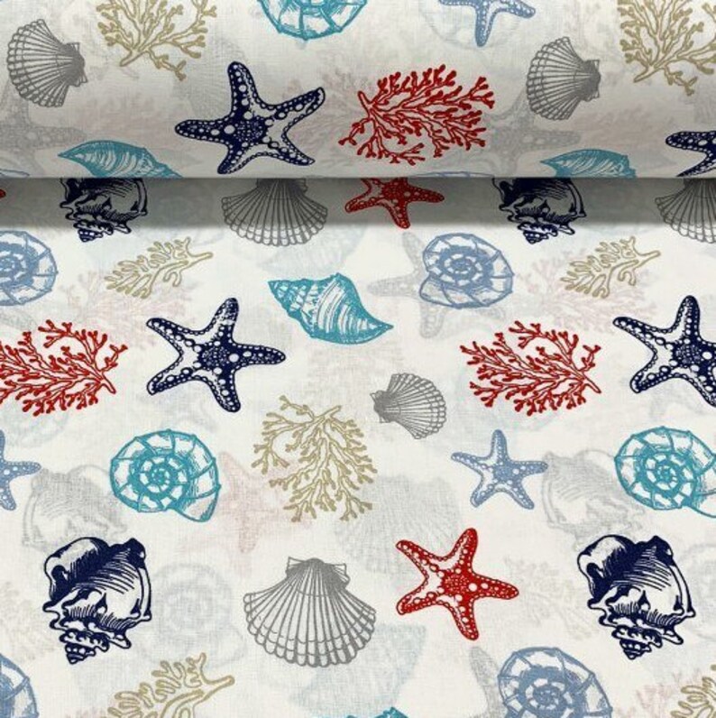 Blue Coral Fabric Sea Fabric by the Yard Ocean Fabric Sea Etsy