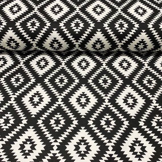 Black White Upholstery Fabric Black White Geometric Fabric for