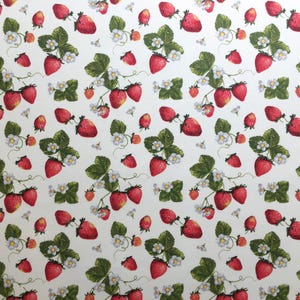 Strawberry Upholstery Fabric, Fruit Pattern Fabric, Berry Fabric, Red Green White Floral Botanical Kitchen Curtain Home Decor Fabric Yard image 5