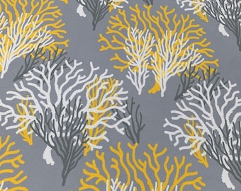 Tecido para estofamento náutico, tecido de recife, tecido cinza amarelo, tecido costeiro do oceano, tecido para decoração de cortina com almofada de travesseiro por jarda