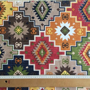 Ethnic Upholstery Fabric, Kilim Fabric, Tribal Fabric, Traditional Aztec Cotton Canvas Furniture Outdoor Chair Sofa Cushion Fabric by Yard image 3
