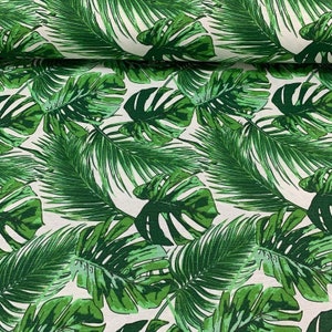 Leaves Upholstery Fabric, Monstera Fabric, Tropical Canvas Fabric, Botanical Drapery Fabric, Hawaiian Fabric by Yard, Green Outdoor Fabric