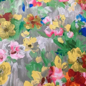 Watercolor Upholstery Fabric, Boho Floral Fabric, Art Print Fabric, Colorful Tapestry Painting Canvas Home Decor Outdoor Cushion Fabric Yard