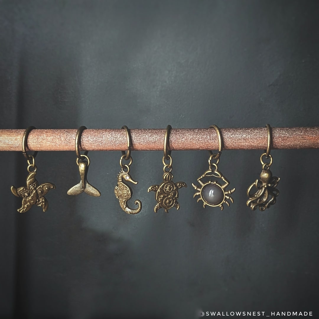 Steampunk Stitch Markers, Goth Stitch Markers, Place Keepers, Progress