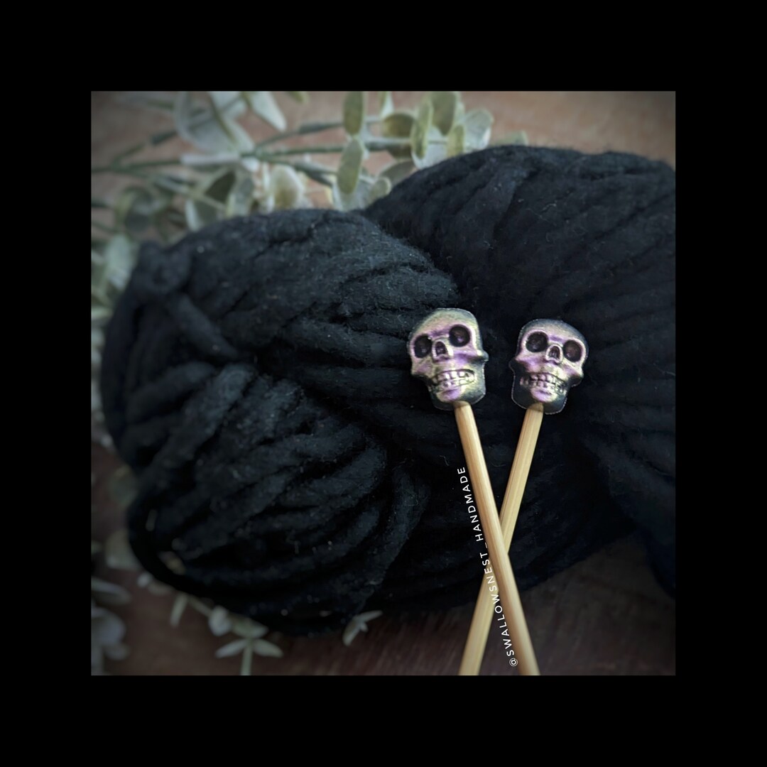 Dark Purple Shimmer Skull Stitch Stoppers, Halloween Stitch Stoppers
