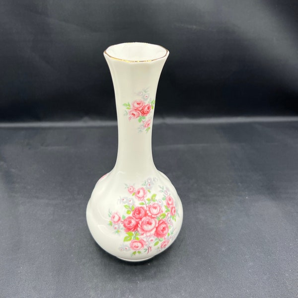 Vintage Duchess Bone China 6" Rose Bud Vase with Gold Trim, Made in England, Vtg Shabby Chic, Grandma Chic decor, Spring Bud Vase with Roses