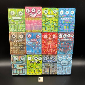 Pop Art Robot Monster Painting: Retro Assemblage, Signed Tom Torrey Art