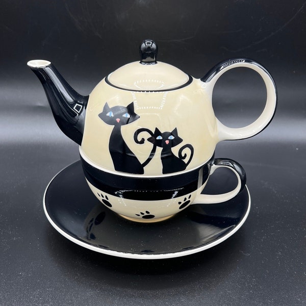 Black Cat Teapot Etsy