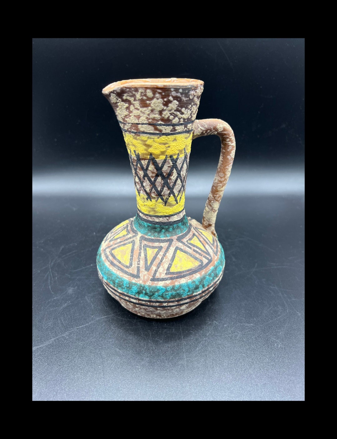 Mid Century Modern Bitossi Style Italian Ceramic Pitcher Lava Glaze ...