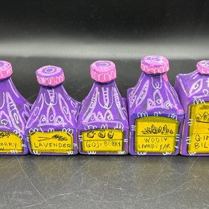 Halloween Apothecary Potion Bottle Sculpture: Hand-Carved Folk Art Decor