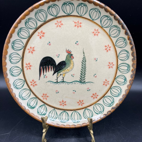 Mexican Stoneware Rooster Plate Teresa Duran Ceramics Xochiquetzal Pottery Farmhouse Decor Handmade Pottery Rooster Pottery Folk Art Pottery