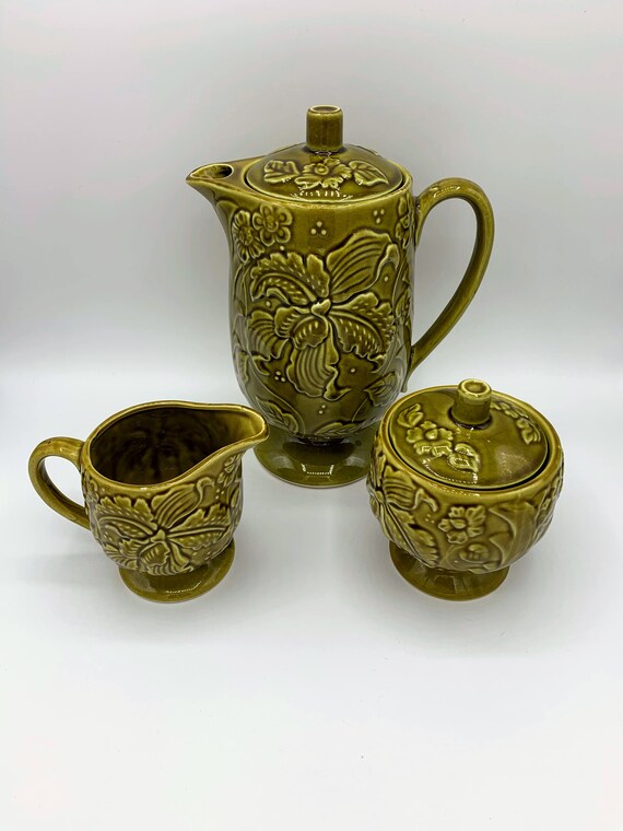 Vintage Japan Green Tea Pot Set Etsy