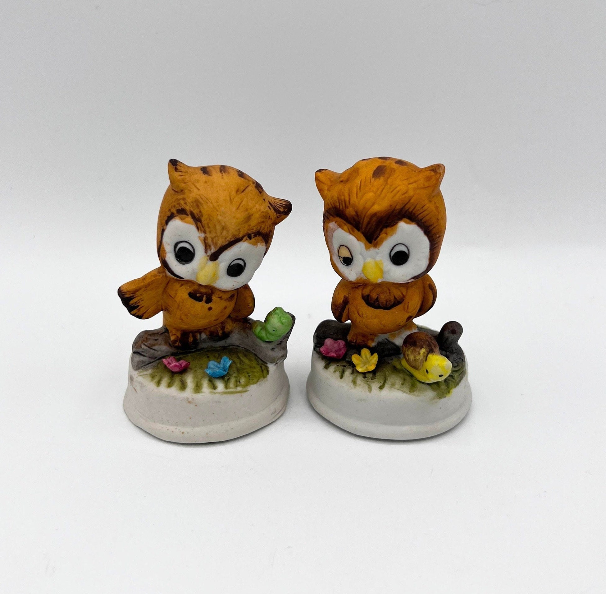 Vintage 1970s Owl Figurines Napco Baby Owls Owl Collector Gift Vtg Owls and Friends Figurines Set of