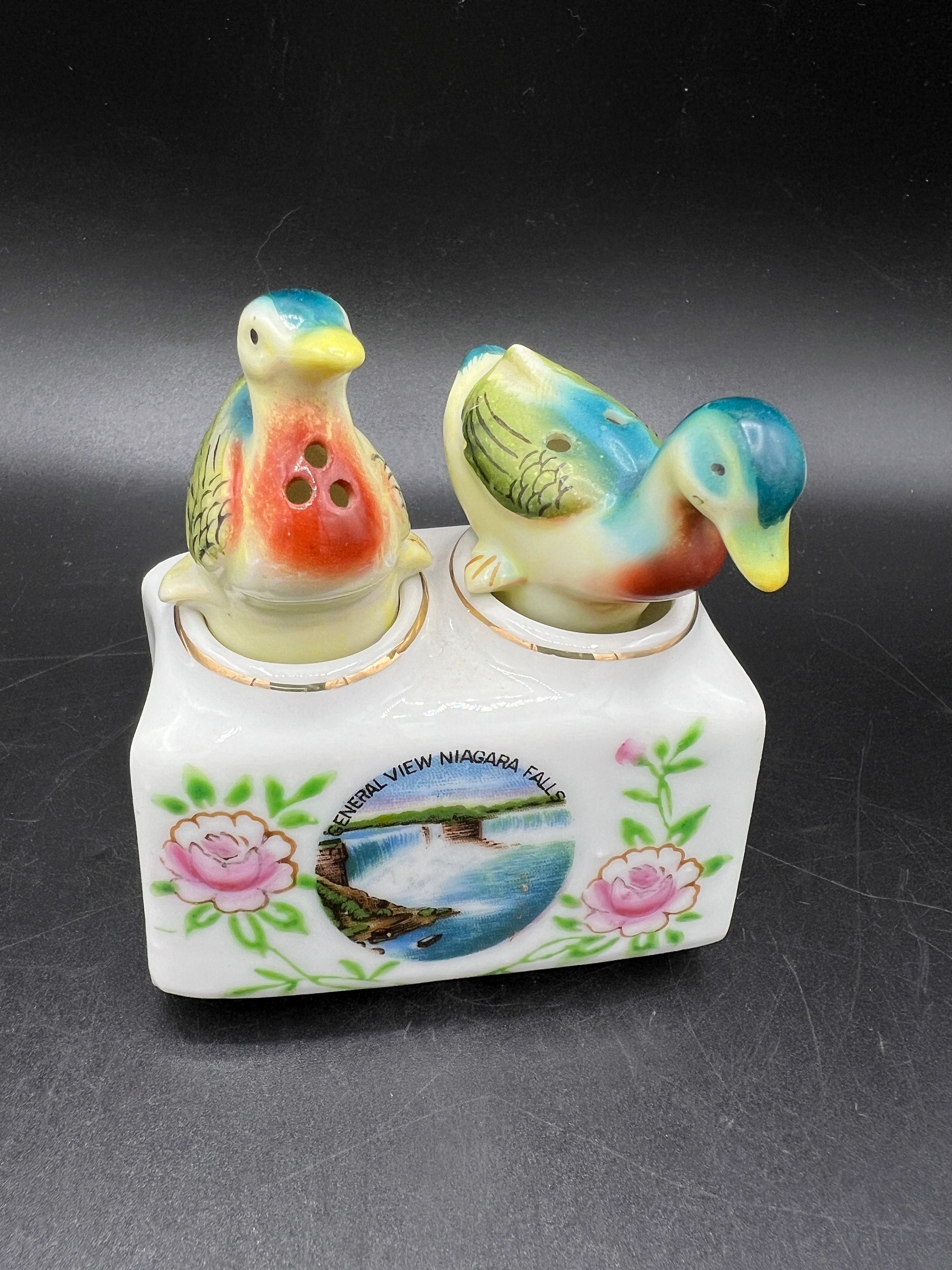 Vintage Duck Nodders S & P Shakers Niagra Falls Souvenir MCM 