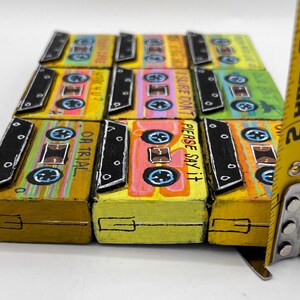 Handpainted Cassette Tape Wood Sculpture: Retro Pop Art Mix Tape immagine 10