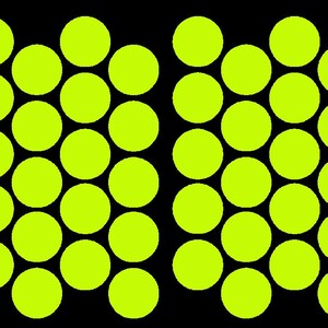 May include: A black background with numerous evenly spaced, bright lime green circles. The circles are arranged in a grid-like pattern, creating a visually striking contrast.